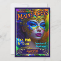 Mardi Gras Poster Invitations