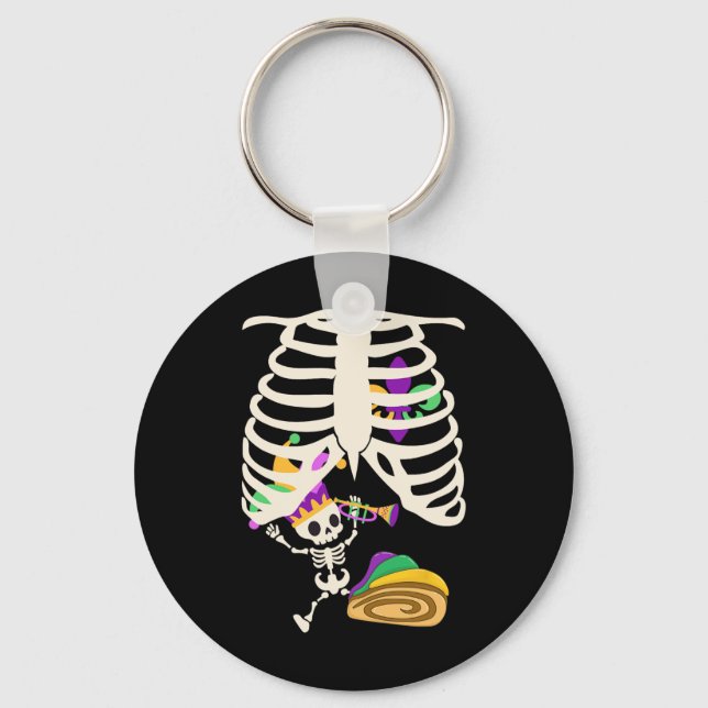 Mardi Gras Pregnancy Announcement Skeleton By  Key Ring (Front)