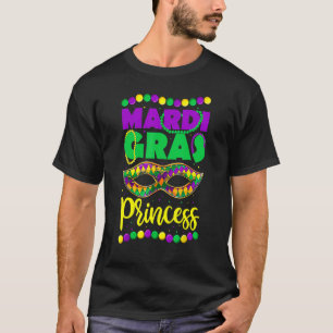 Mardi Gras Princess Mask Beads  Kids Girls T-Shirt