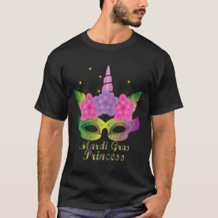 Mardi Gras Princess T Shirt With Flower Unicorn Ma