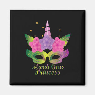 Mardi Gras Princess T Shirt With Flower Unicorn Ma Magnet