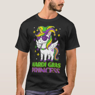 Mardi Gras Princess Unicorn Fat Tuesday Girls Kids T-Shirt