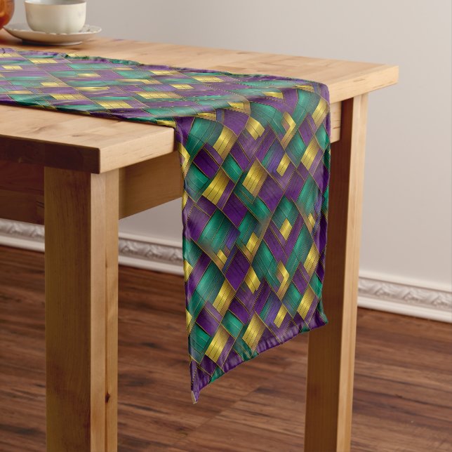Mardi Gras Print Long Table Runner (In Situ)