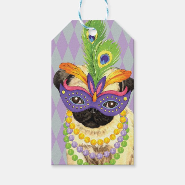 Mardi Gras Pug Gift Tags (Front)