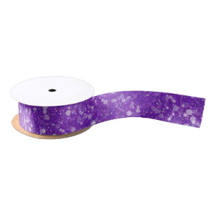 Mardi Gras Purple Colour Glitter Stripe Bling Satin Ribbon
