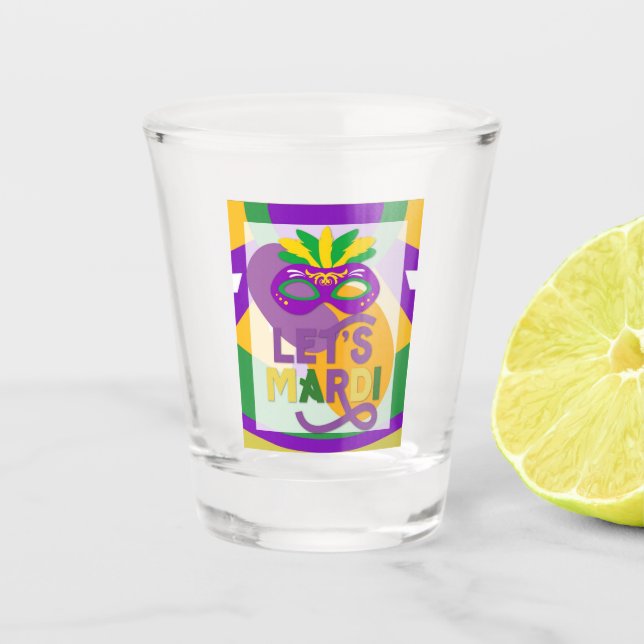 Mardi Gras Purple Gold Mask Shot Glass (Front)