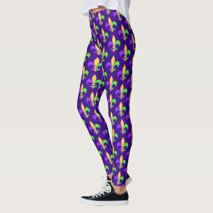 Mardi Gras Purple Green and Gold New Orleans Leggings