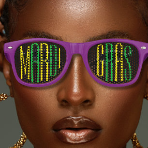 Mardi Gras Purple Green & Gold Retro Sunglasses