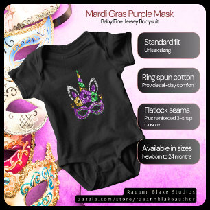 Mardi-Gras Purple Mask Baby Jersey Bodysuit