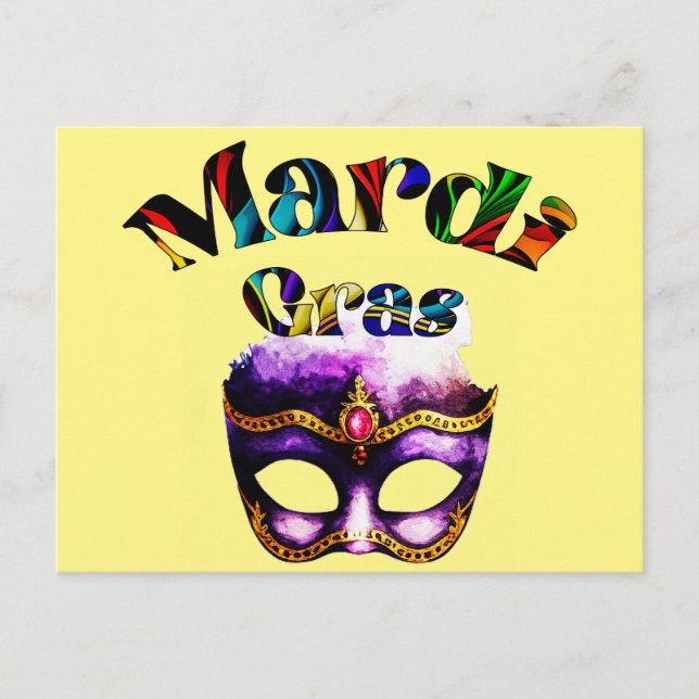 Mardi Gras - Purple Mask Fat Tuesday New Orleans Postcard (Front)