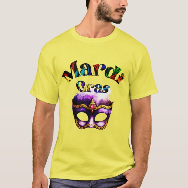 Mardi Gras - Purple Mask Fat Tuesday New Orleans T-Shirt (Front)