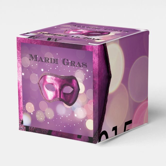 Mardi Gras Purple Mask Favour Boxes (Front Side)