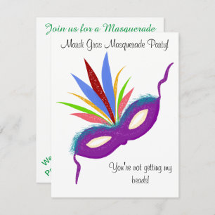 Mardi Gras Purple Mask Masquerade Ball Invitation