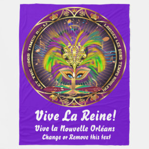 Mardi Gras Queen 1Blanket 30"x40" 50"x60" 60"x80" Fleece Blanket