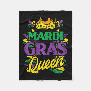 Mardi Gras Queen Crown Funny Mardi Gras Carnival W Fleece Blanket