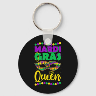 Mardi Gras Queen Crown Mask Shirt Key Ring