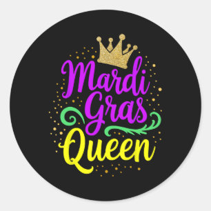 Mardi Gras Queen For Girls And Women  Classic Round Sticker