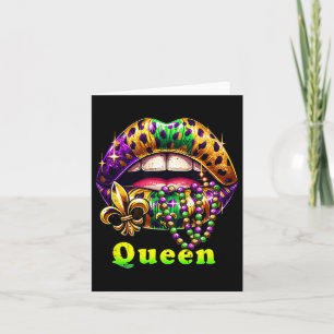 Mardi Gras Queen Lips Outfit Women Cheetah Leopard Card