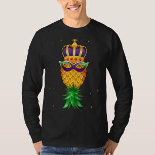 Mardi Gras Queen Mask Swinger Upside Down Pineappl T-Shirt