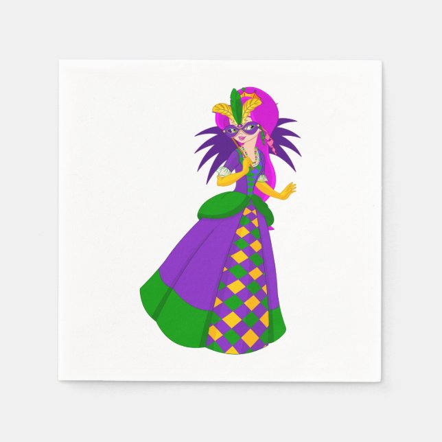 Mardi Gras Queen Paper Napkins (Front)