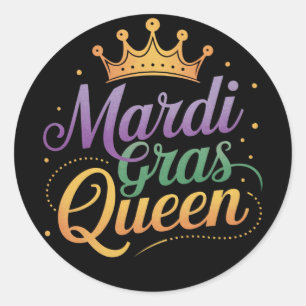 Mardi Gras Queen Parade Costume Party  Classic Round Sticker