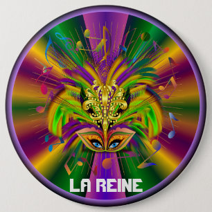 Mardi Gras Queen Style 3 View Notes Plse 6 Cm Round Badge