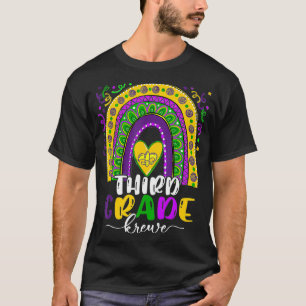 Mardi Gras Rainbow Third grade Krewe Teacher Krewe T-Shirt