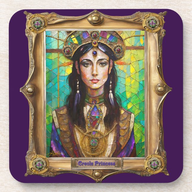 Mardi Gras Realm Portraits - The Creole Princess Coaster (Front)