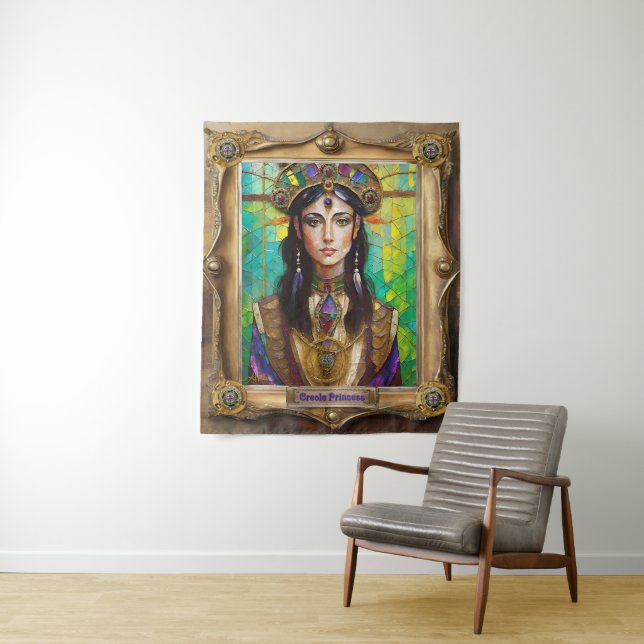 Mardi Gras Realm Portraits - The Creole Princess Tapestry (In Situ)