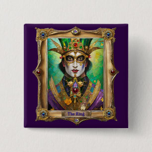 Mardi Gras Realm Portraits - The King 15 Cm Square Badge