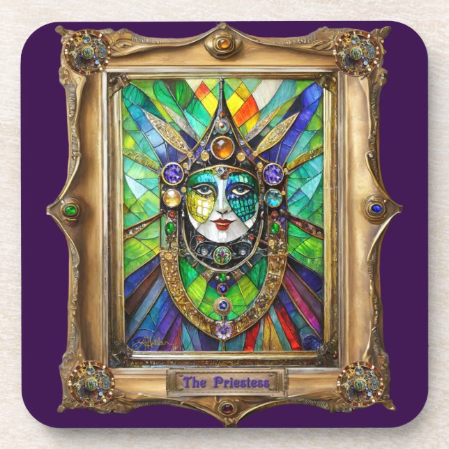 Mardi Gras Realm Portraits - The Priestess Coaster (Front)