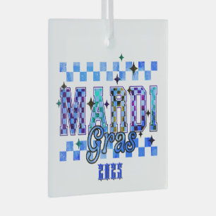 Mardi Gras Red Black  Glass Tree Decoration