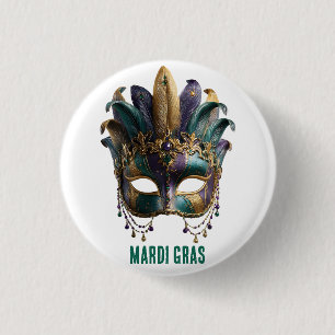Mardi Gras Regal Feather Mask 3 Cm Round Badge