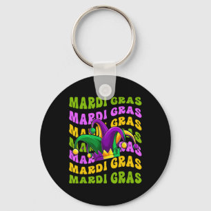 Mardi Gras Retro Groovy Jester Hat New Orleans Car Key Ring