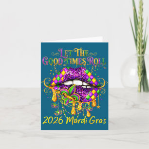 Mardi Gras Retro Let Good Illustration Card