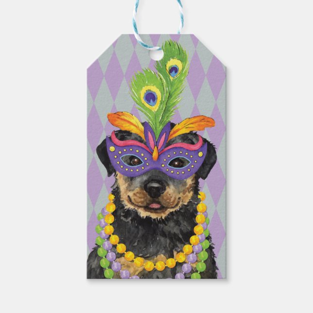 Mardi Gras Rottweiler Gift Tags (Front)