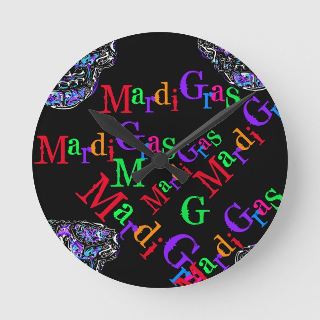 MARDI GRAS ROUND CLOCK (Front)