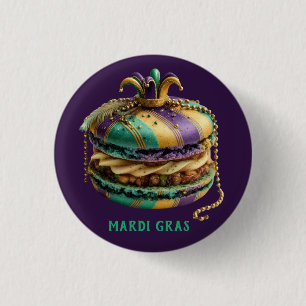 Mardi Gras Royal Macaron Birthday 3 Cm Round Badge