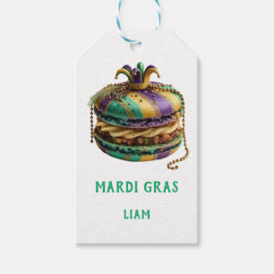Mardi Gras Royal Macaron Birthday Gift Tags