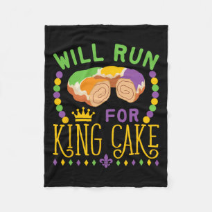 Mardi Gras Running Will Run For King Cake Funny Ru Fleece Blanket