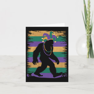 Mardi Gras Sasquatch Funny Bigfoot Party For Men A Card