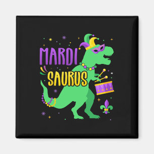 Mardi Gras Saurus Dinosaur T-rex With Jester Joker Magnet