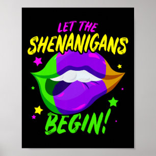 Mardi Gras Shenanigans Carneval Party Lips Mens An Poster