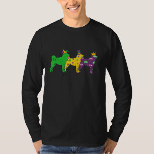 Mardi Gras Shiba Inu Beads Festival Jester Hat T-Shirt