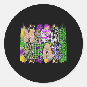 Mardi Gras Shirts For Woman Leopard Pattern Funny Classic Round Sticker