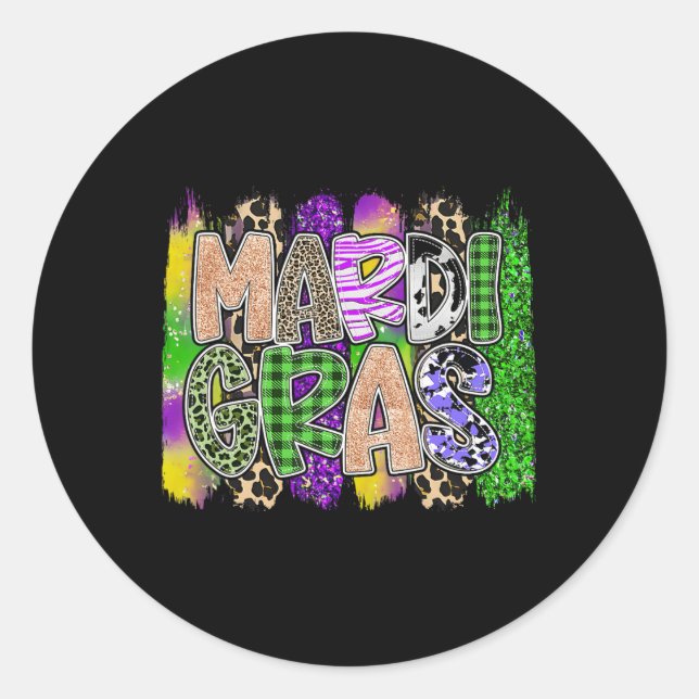 Mardi Gras Shirts For Woman Leopard Pattern Funny  Classic Round Sticker (Front)