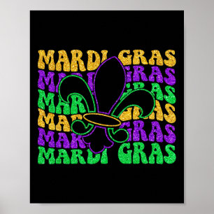 Mardi Gras Shirts For Women Kids Men Beads Mask Fe Poster