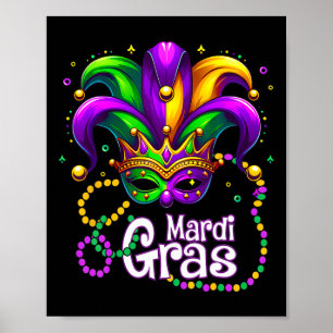 Mardi Gras Shirts For Women Kids Men Beads Mask Fe Poster