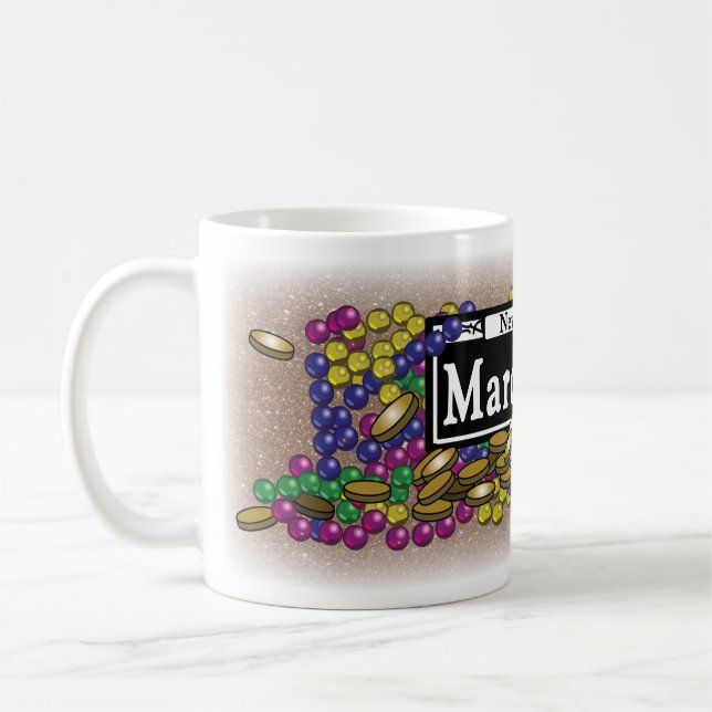 Mardi Gras Sign - Gold Glitter Coffee Mug (Left)