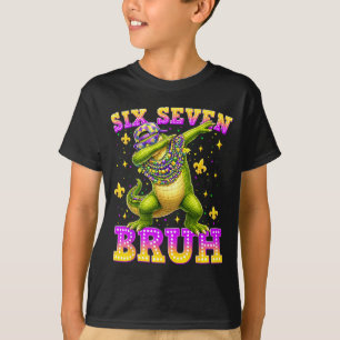 Mardi Gras Six Seven 67 Bruh Dabbing Alligator Mar T-Shirt
